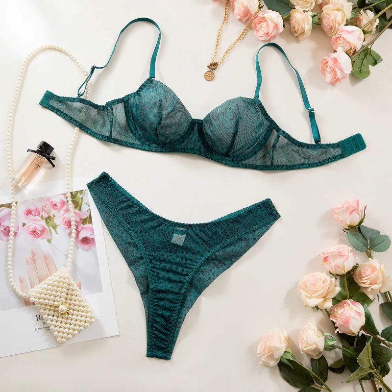 Sheer Mesh Bra - Set di 2 Pezzi Lingerie Donna,